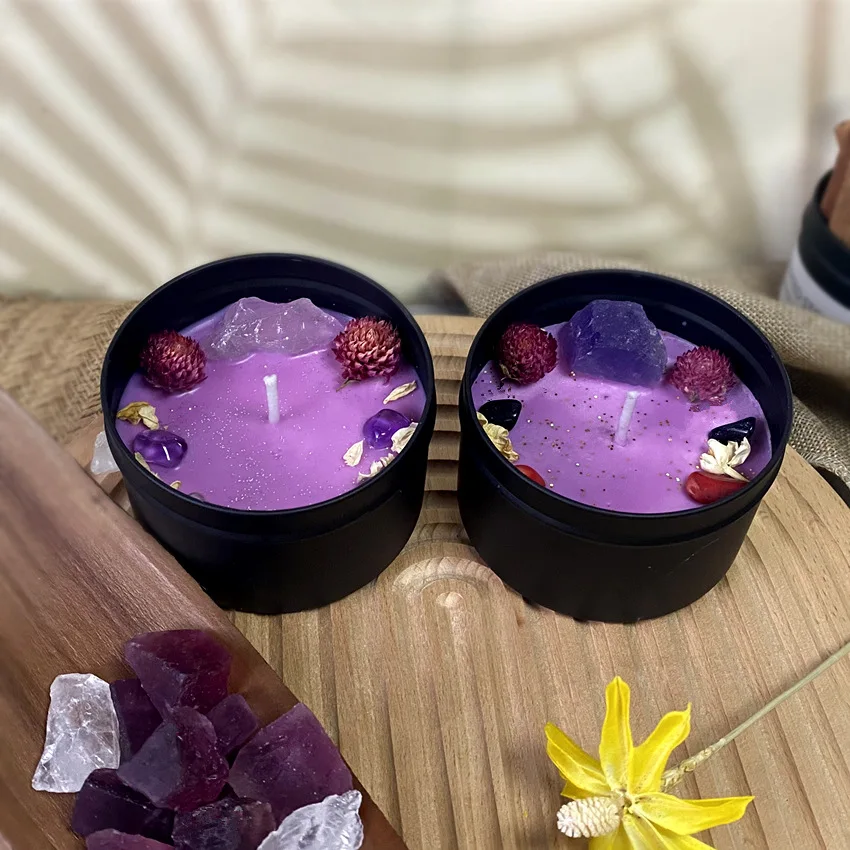 Home Fragrance Scented Candle - 8x5.2cm flor seca pedra de cristal